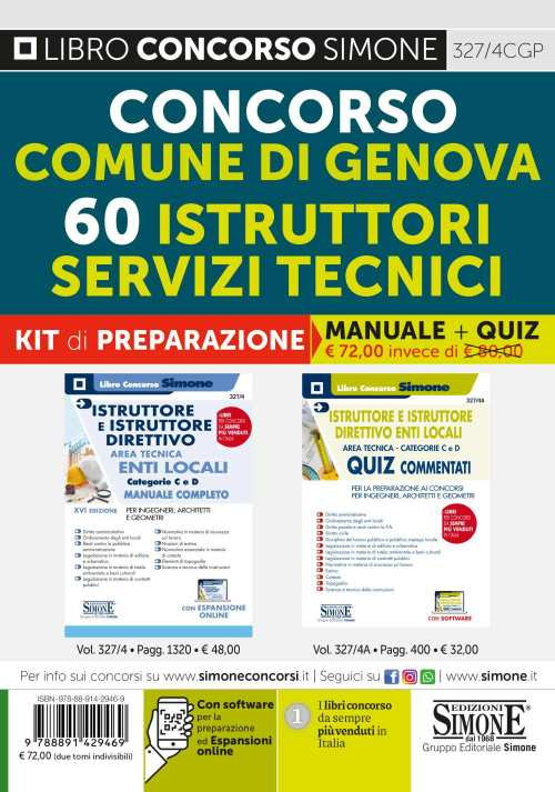 Concorso comune di Genova. 60 Istruttori servizi tecnici. Kit di preparazione. Manuale + quiz commentati