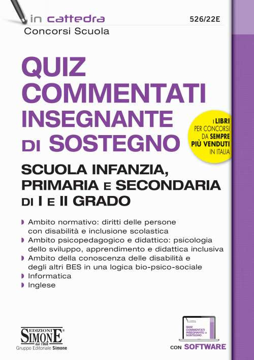 Quiz commentati insegnante di sostegno. Scuola infanzia, primaria e secondaria di I e II grado