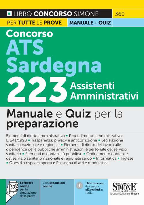 Concorso ATS Sardegna 223 assistenti amministrativi. Manuale e quiz per la preparazione