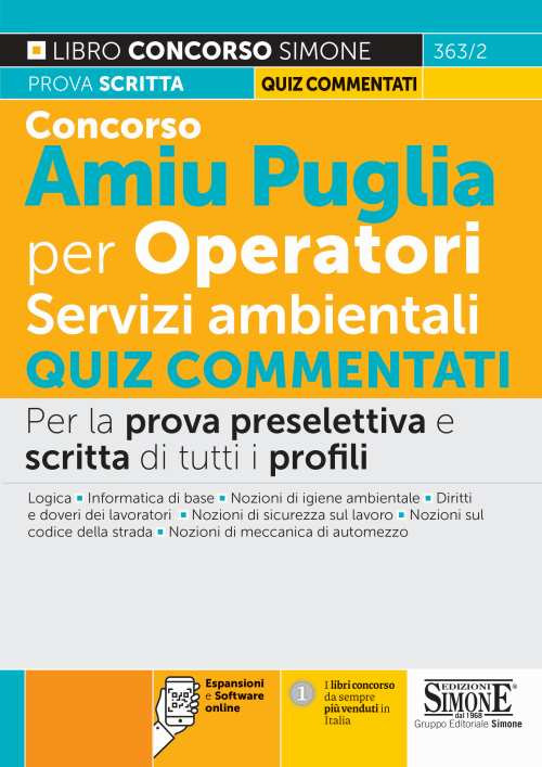 Concorso Amiu Puglia per operatori servizi ambientali. Quiz commentati per la prova preselettiva e scritta di tutti i profili