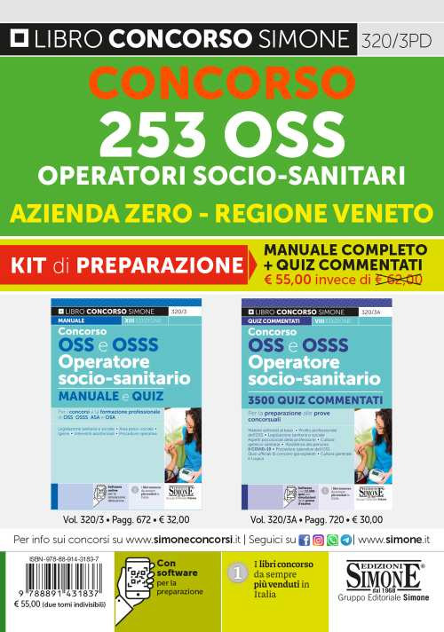 Concorso 253 OSS Operatori Socio-Sanitari. Azienda Zero. Regione Veneto. Kit di preparazione
