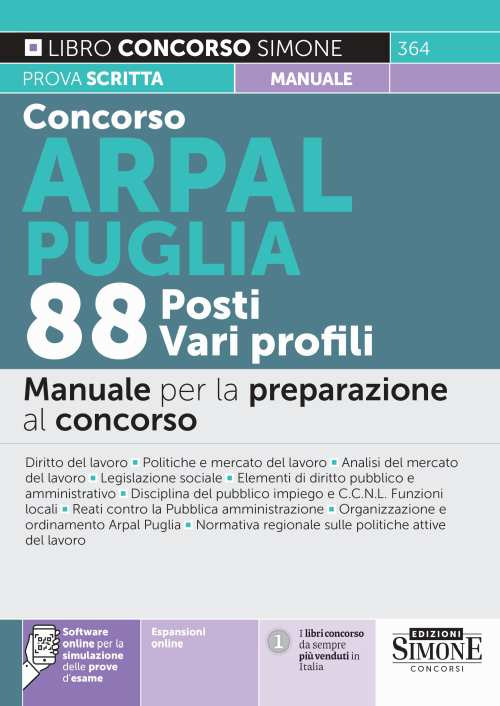 Concorso ARPAL Puglia. 88 posti vari profili. Manuale per la preparazione al concorso