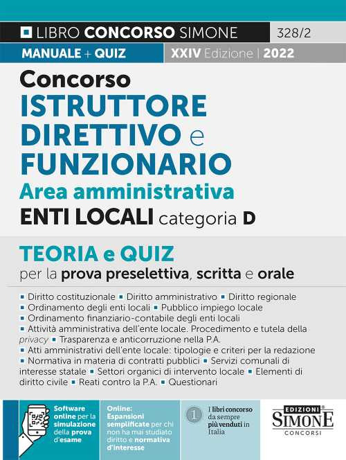 Concorso istruttore direttivo e funzionario area amministrativa enti locali categoria D. Teoria e quiz per la prova scritta e orale