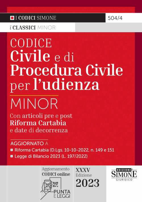 Codice civile e di procedura civile per l'udienza. Ediz. minor