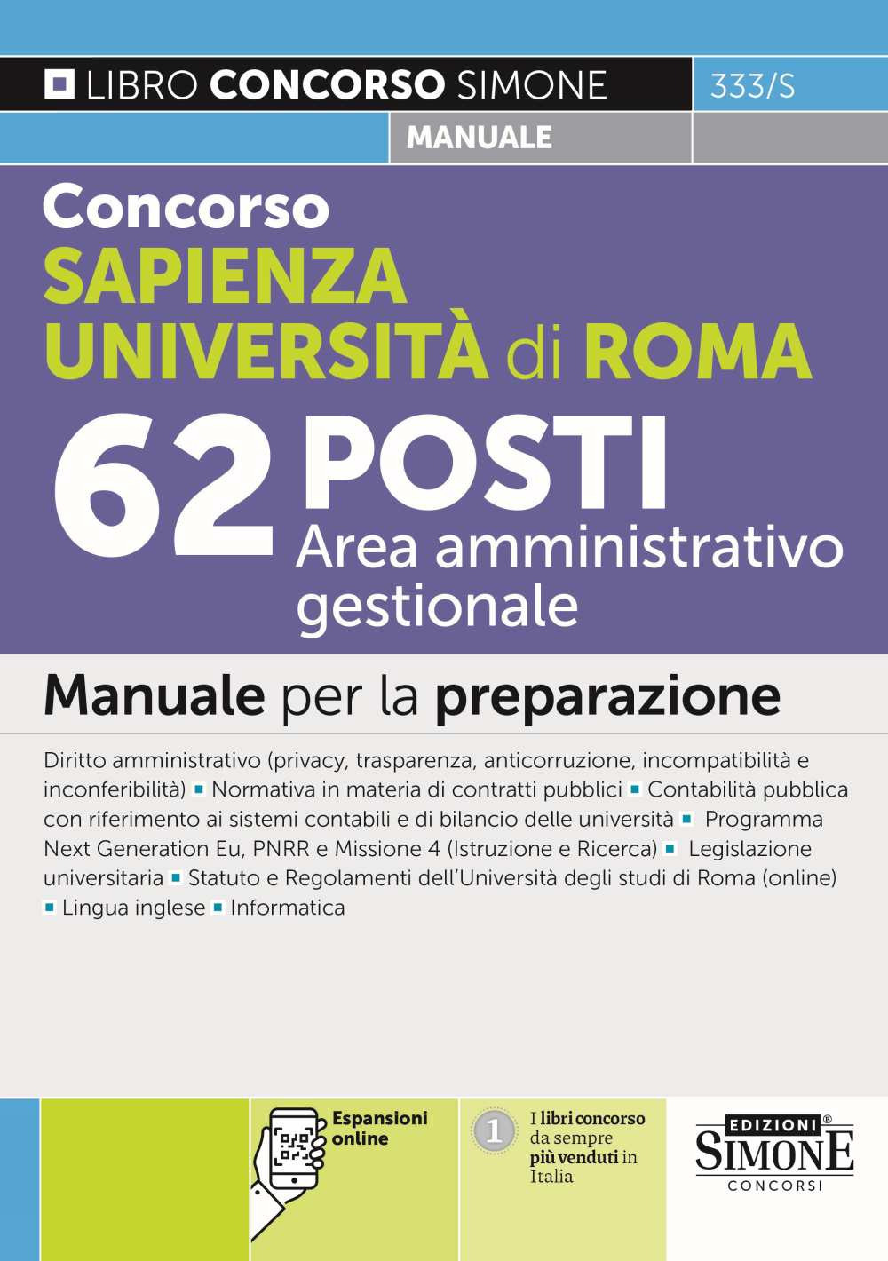 Concorso Sapienza Università di Roma 62 posti Area amministrativo gestionale. Manuale per la preparazione