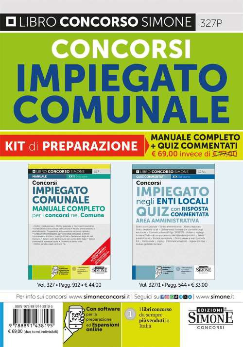 Concorsi impiegato comunale. Kit di preparazione. Manuale completo+Quiz commentati