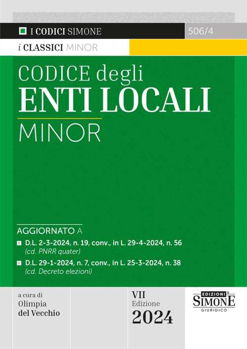 Codice degli enti locali. Ediz. minor