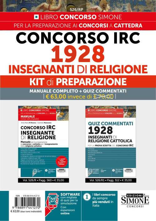 Concorso IRC 1928 Insegnanti di Religione. Kit di preparazione: Manuale completo + Quiz commentati
