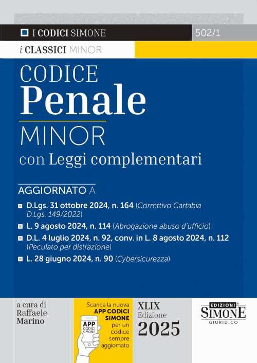Codice penale. Leggi complementari. Ediz. minor