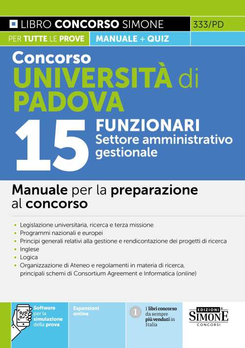 Concorso Università di Padova 15 funzionari. Settore amministrativo-gestionale. Manuale per la preparazione al concorso