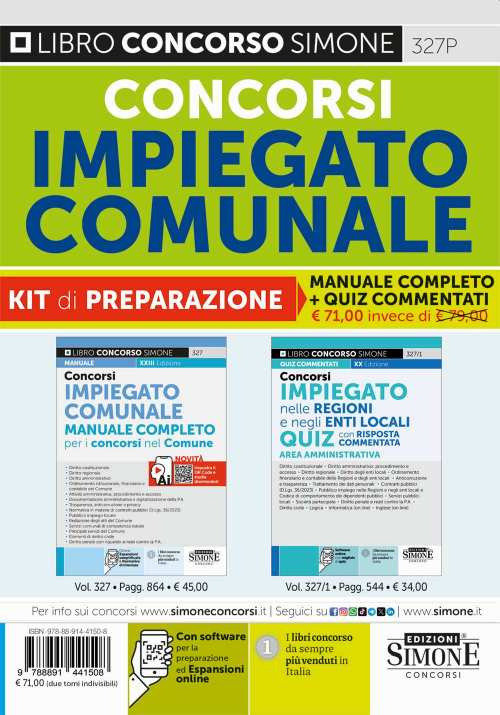 Concorsi impiegato comunale. Kit di preparazione. Manuale completo+Quiz commentati
