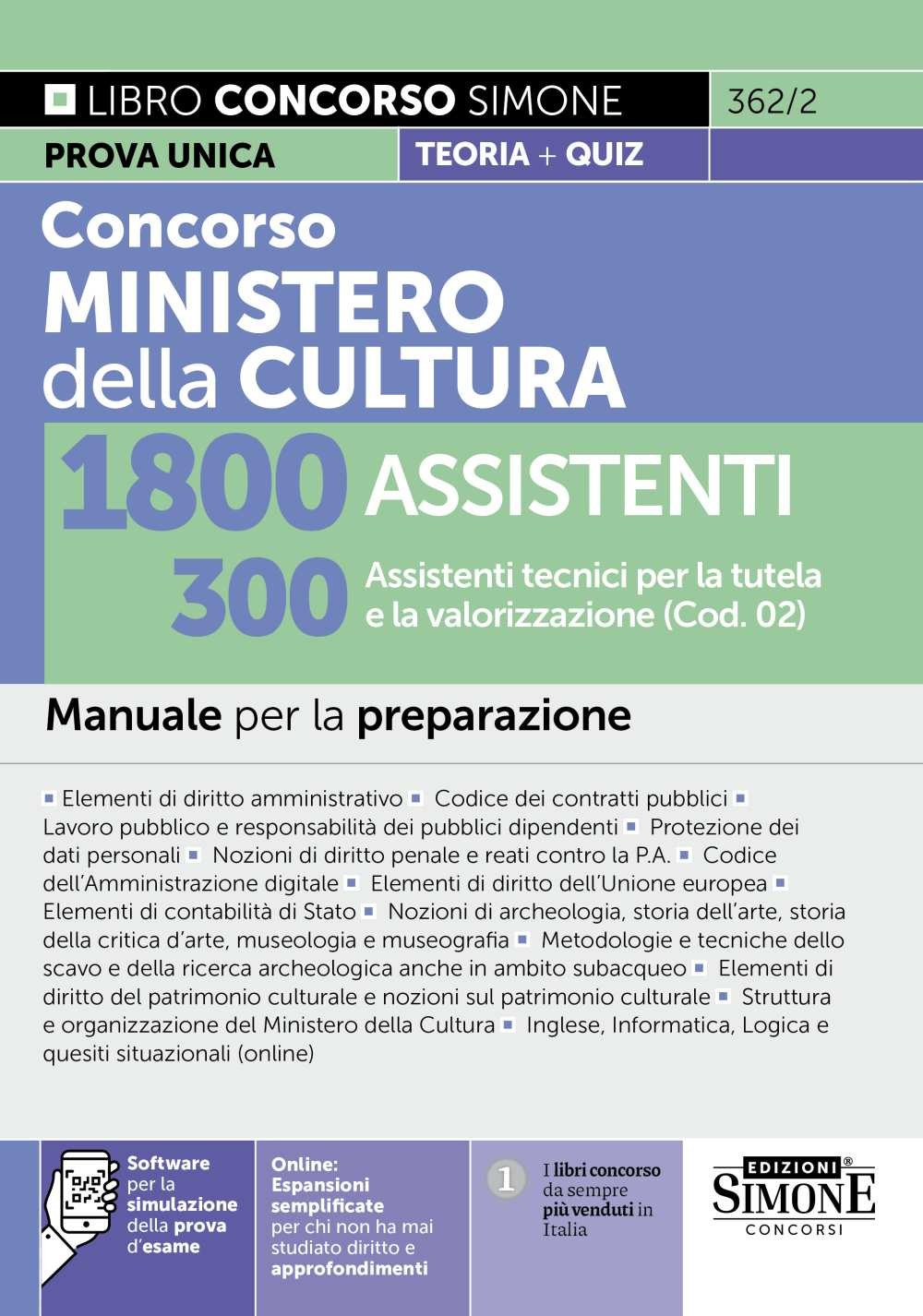 Concorso Ministero della Cultura 1800 assistenti. 300 assistenti tecnici per la tutela e la valorizzazione (Cod. 02). Manuale per la preparazione