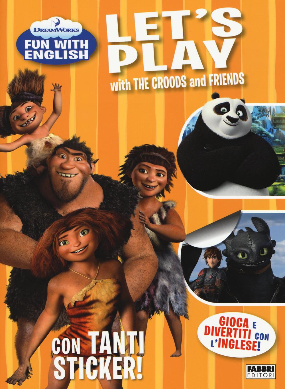 Let's play with the Croods and friends. Dreamworks fun with English. Con adesivi
