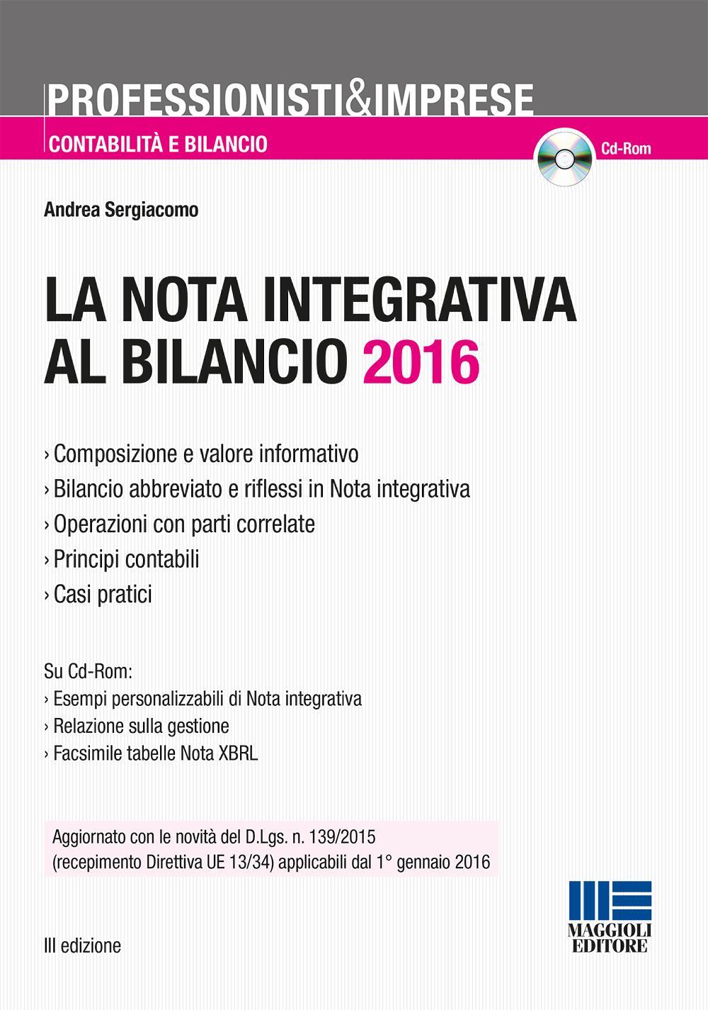 La nota integrativa al bilancio