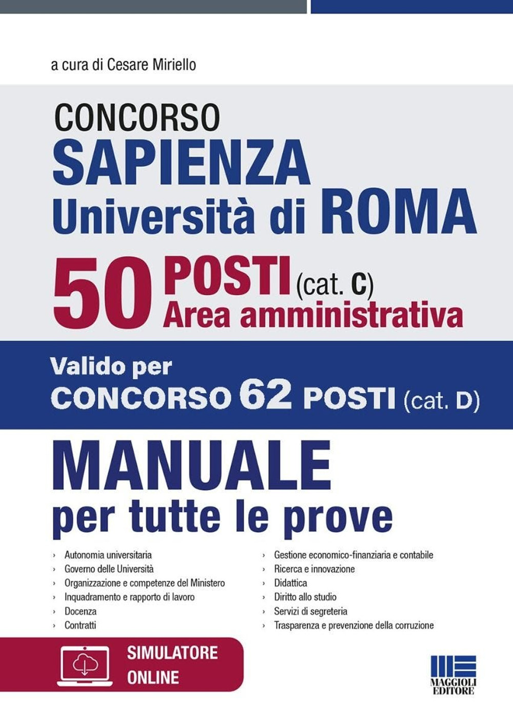 Concorso Sapienza Università di Roma 50 posti (cat. C). Area amministrativa. Manuale per tutte le prove
