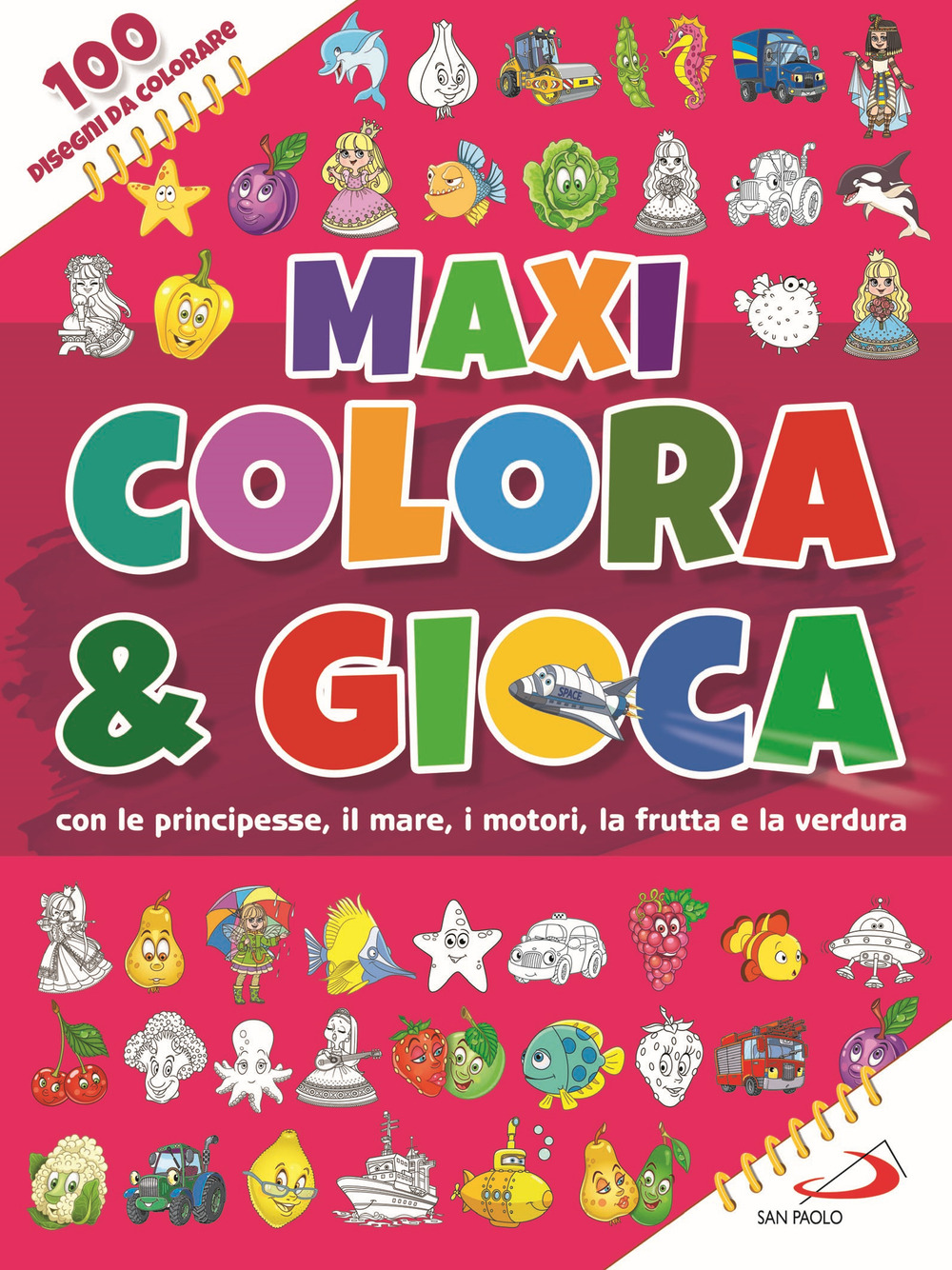 Maxi colora & gioca. Con le principesse, il mare, i motori, la frutta e la verdura
