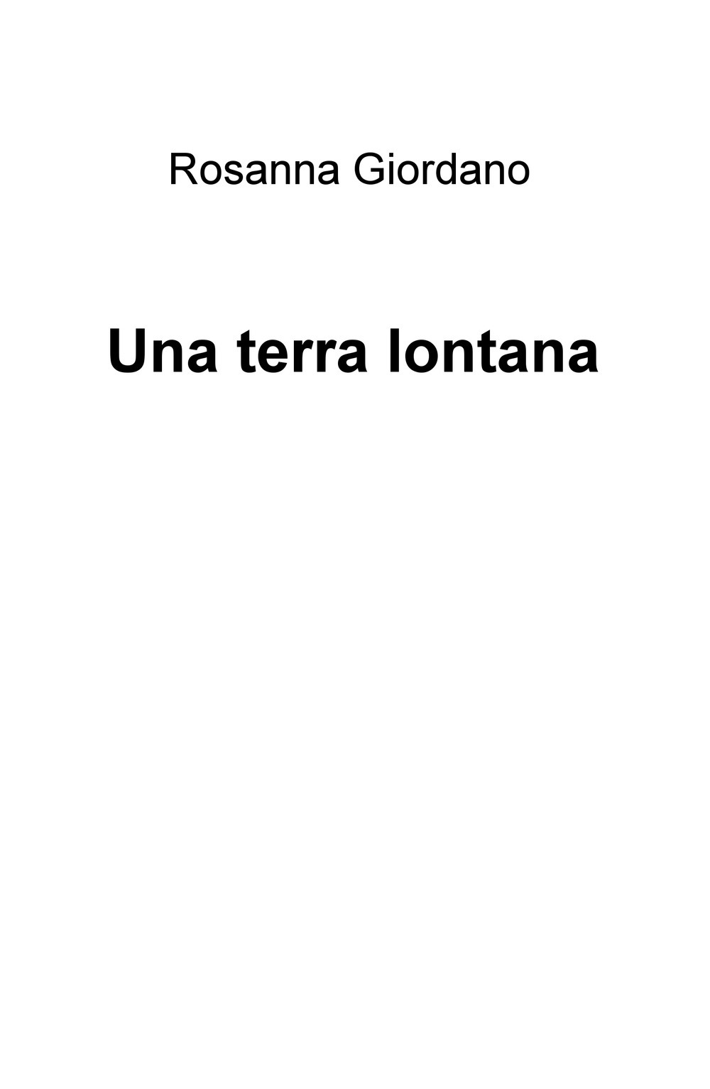Una terra lontana