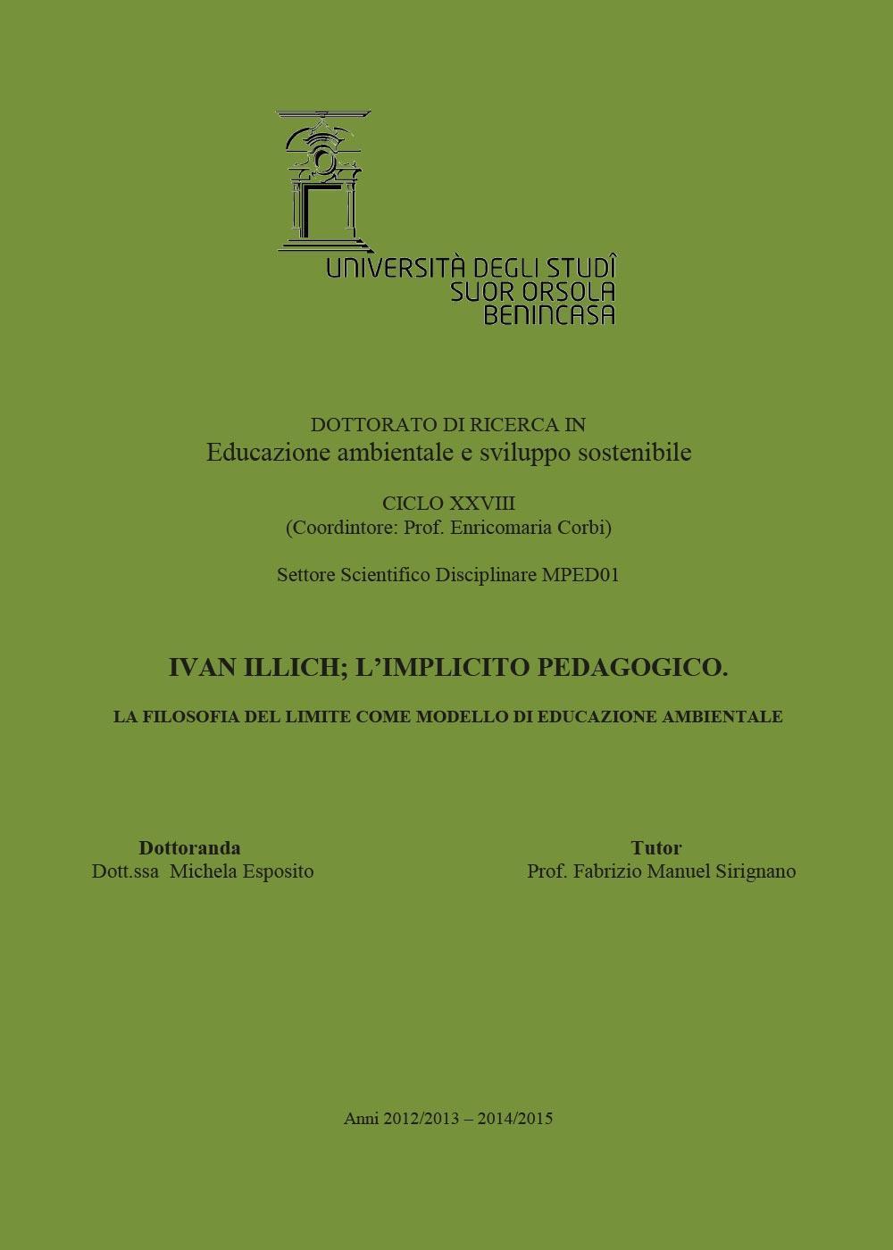 Ivan Illich, l'implicito pedagogico. La filosofia del limite come modello di educazione ambientale