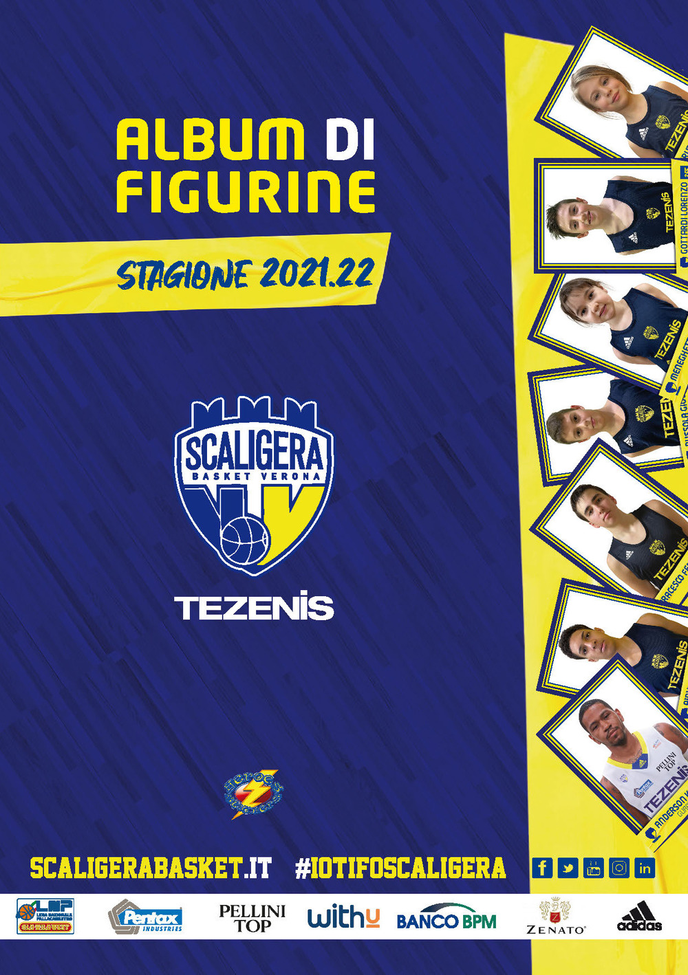 Scaligera basket stagione 2021/2022. Album con figurine stampate direttamente sulle pagine