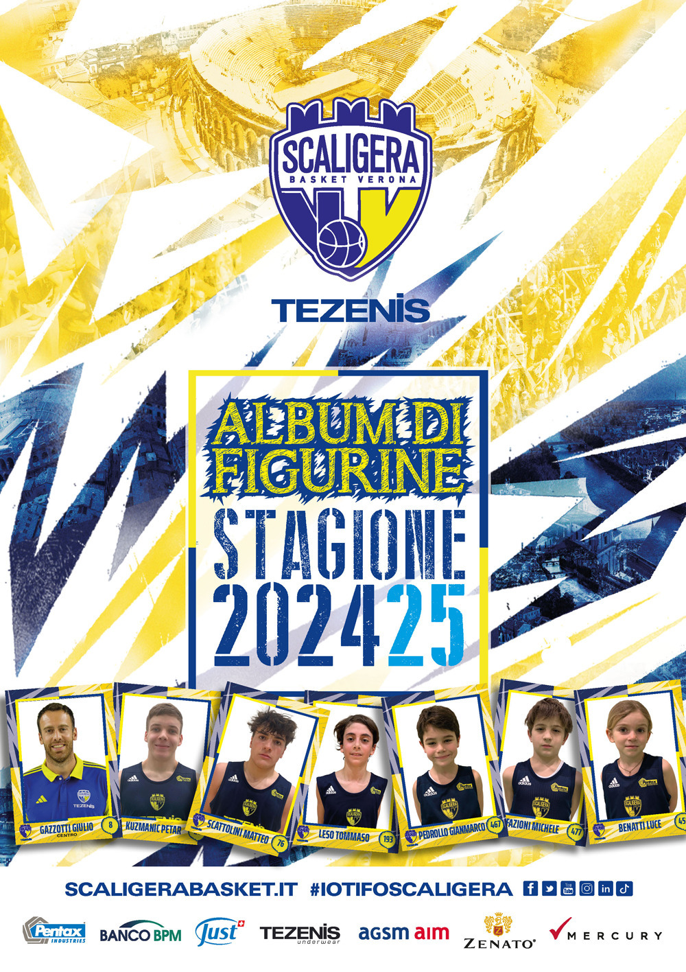 Album di figurine Scaligera Basket Stagione 2024/2025. Album con collezione completa di figurine non imbustate
