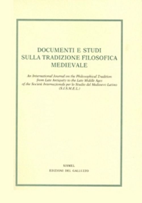 Documenti e studi sulla tradizione filosofica medievale. Vol. 31