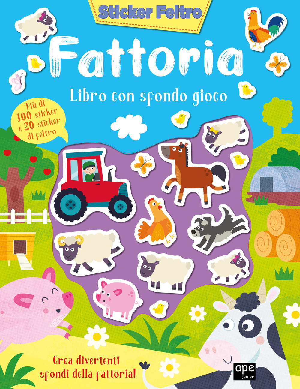 Fattoria. Sticker feltro. Libro con sfondo gioco