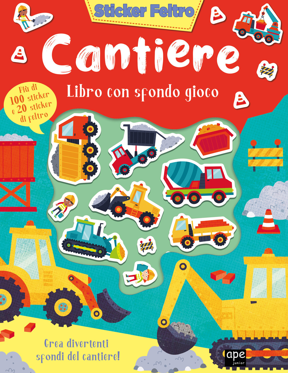 Cantiere. Sticker feltro. Libro con sfondo gioco