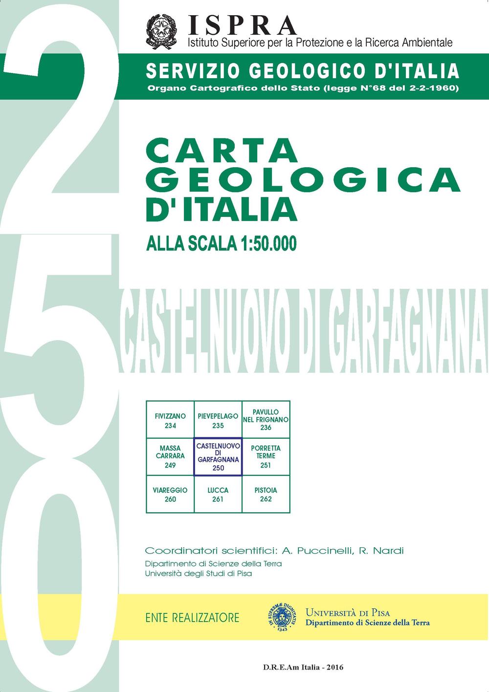 Carta geologica d'Italia alla scala 1:50.000 F° 250. Castelnuovo di Garfagnana