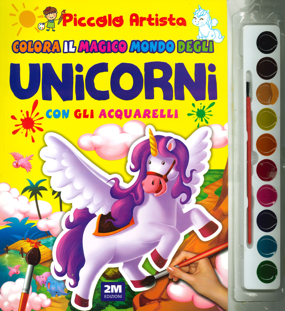Colora il magico mondo degli unicorni con gli acquarelli. Piccolo artista