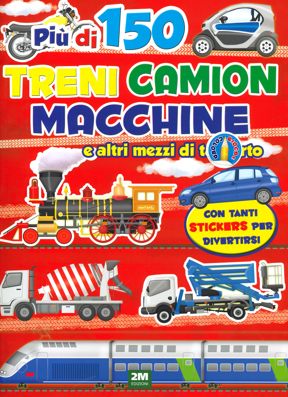 Treni macchine moto e camion. Sticker. Trendy model