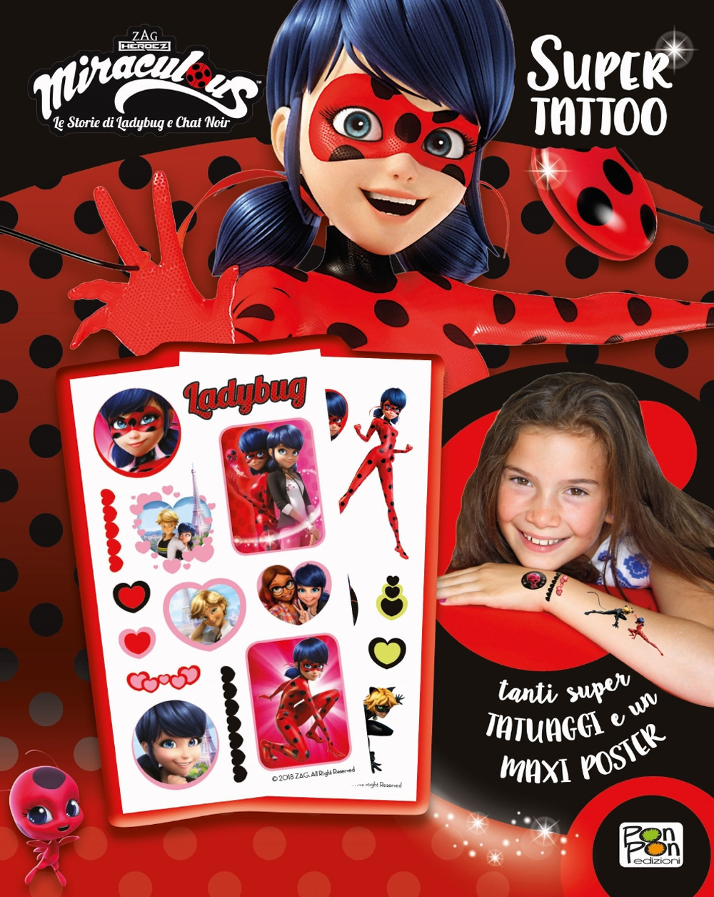 Super Tattoo. Miraculous. Le storie di Ladybug e Chat Noir