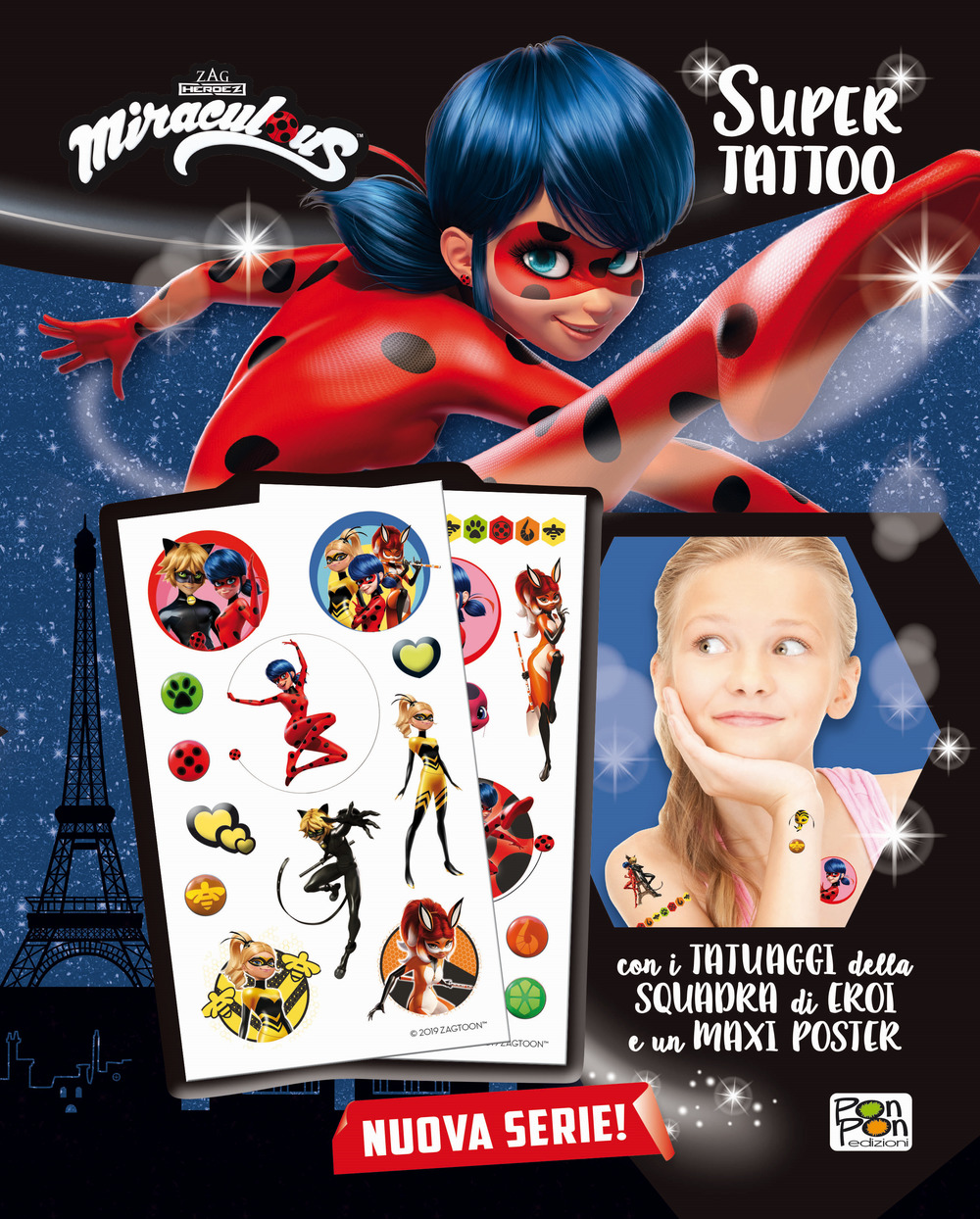 Super Tattoo. Miraculous. Le storie di Ladybug e Chat Noir