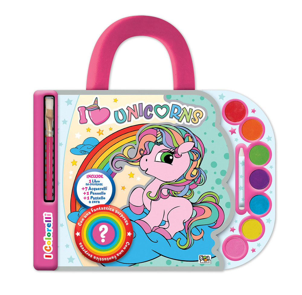 I love unicorns. Valigetta acquerelli. I colorelli