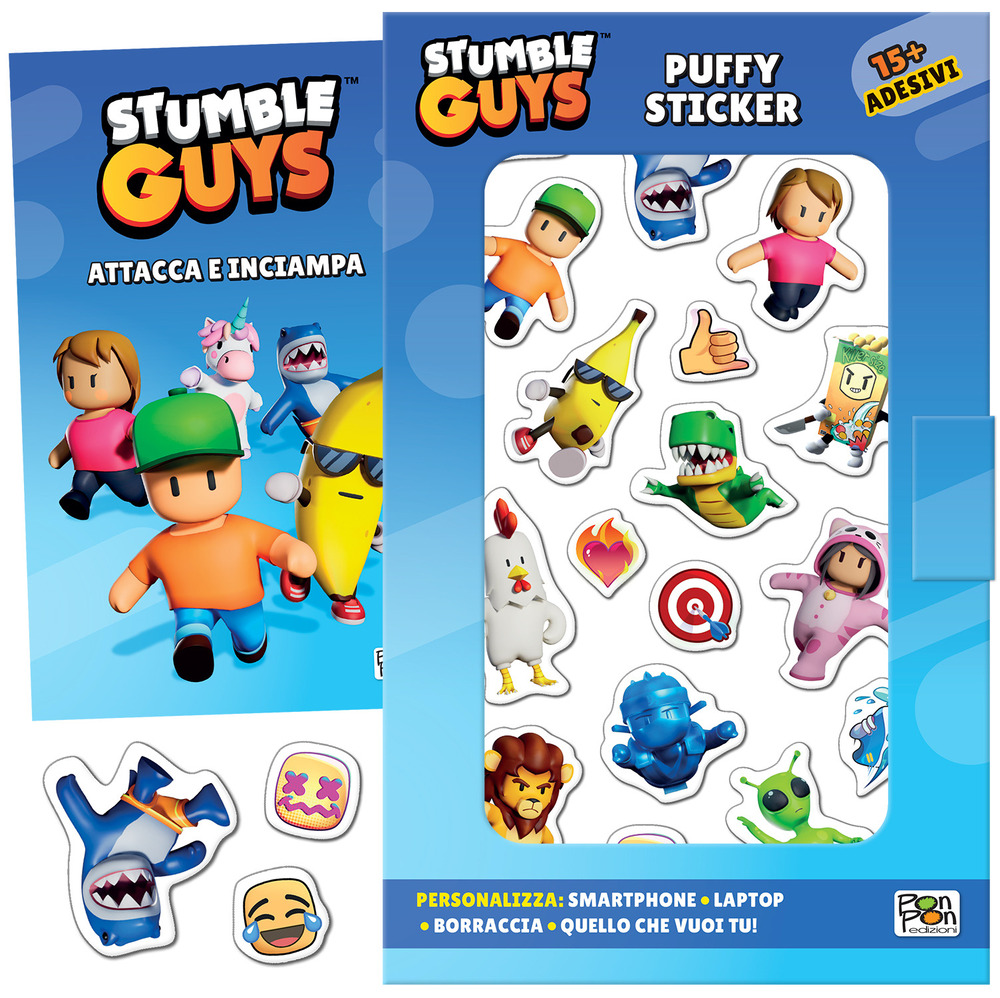 Attacca e inciampa. Puffy sticker. Stumble guys