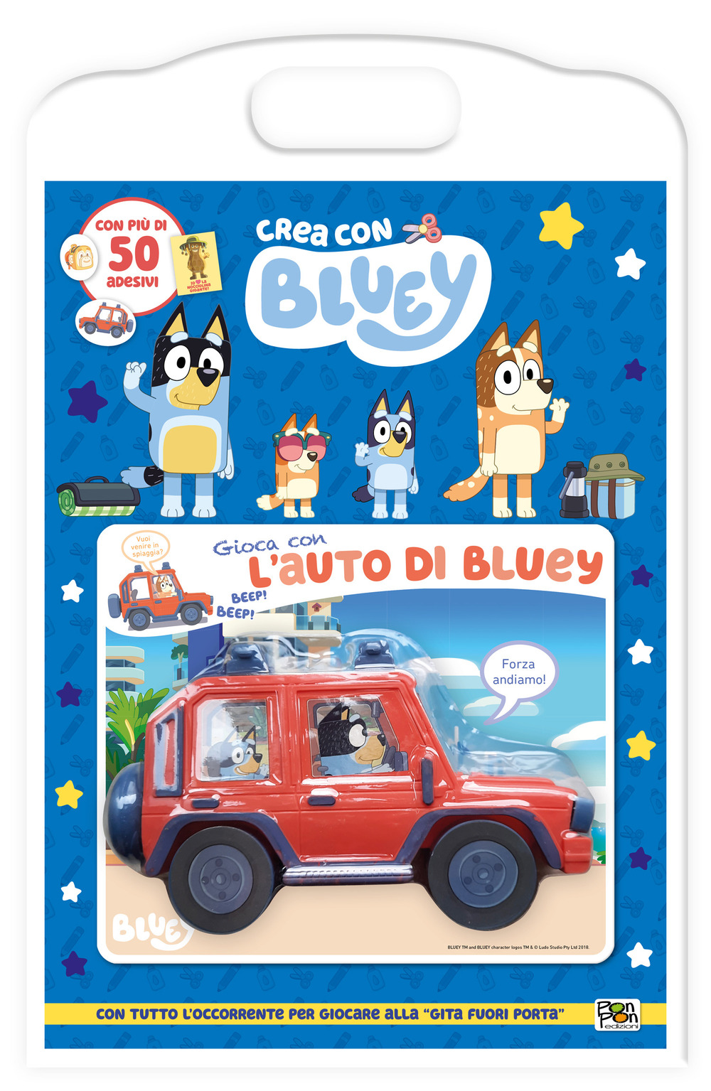 Gioca con l'auto di Bluey. Crea con Bluey
