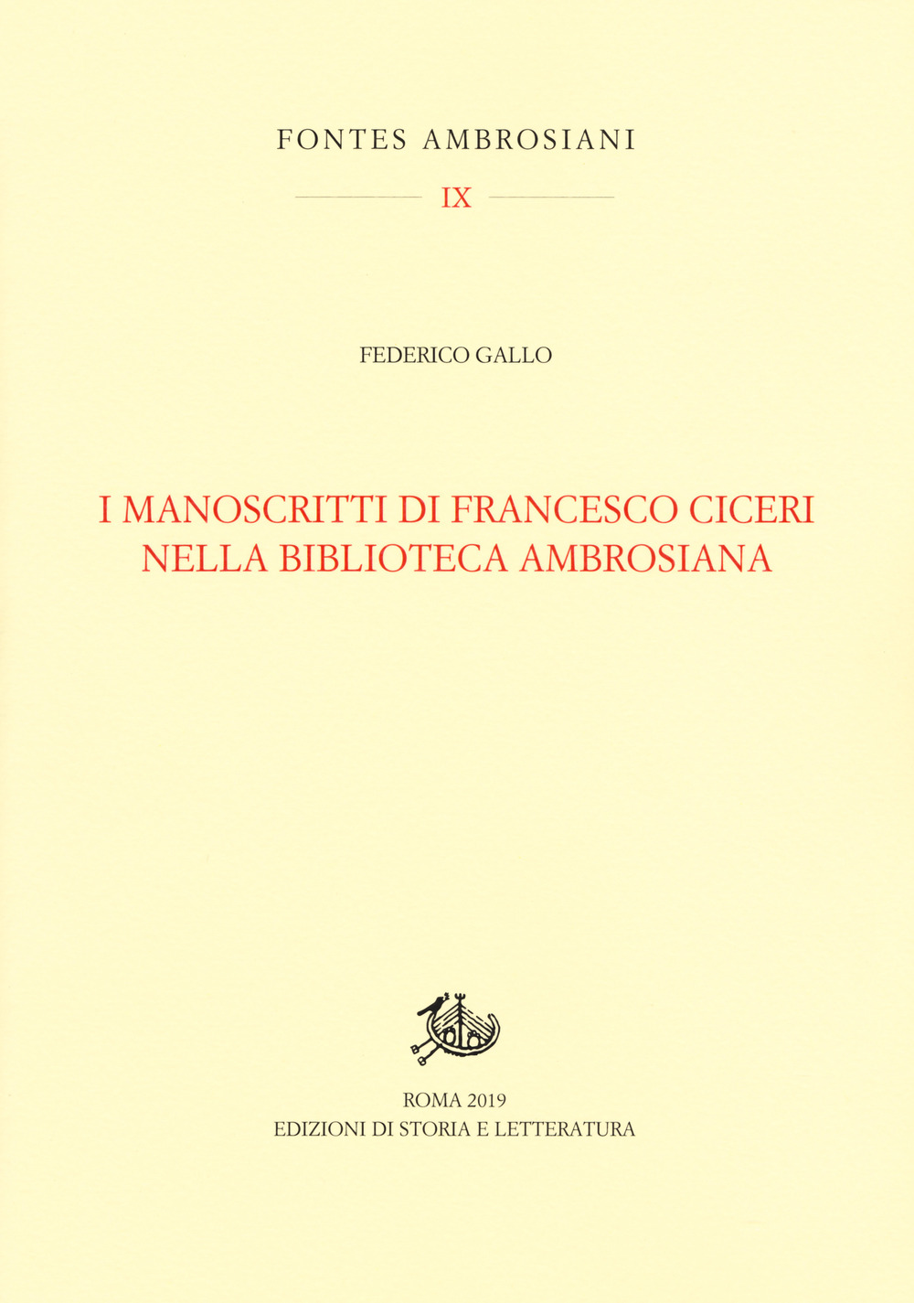 I manoscritti di Francesco Ciceri nella Biblioteca Ambrosiana