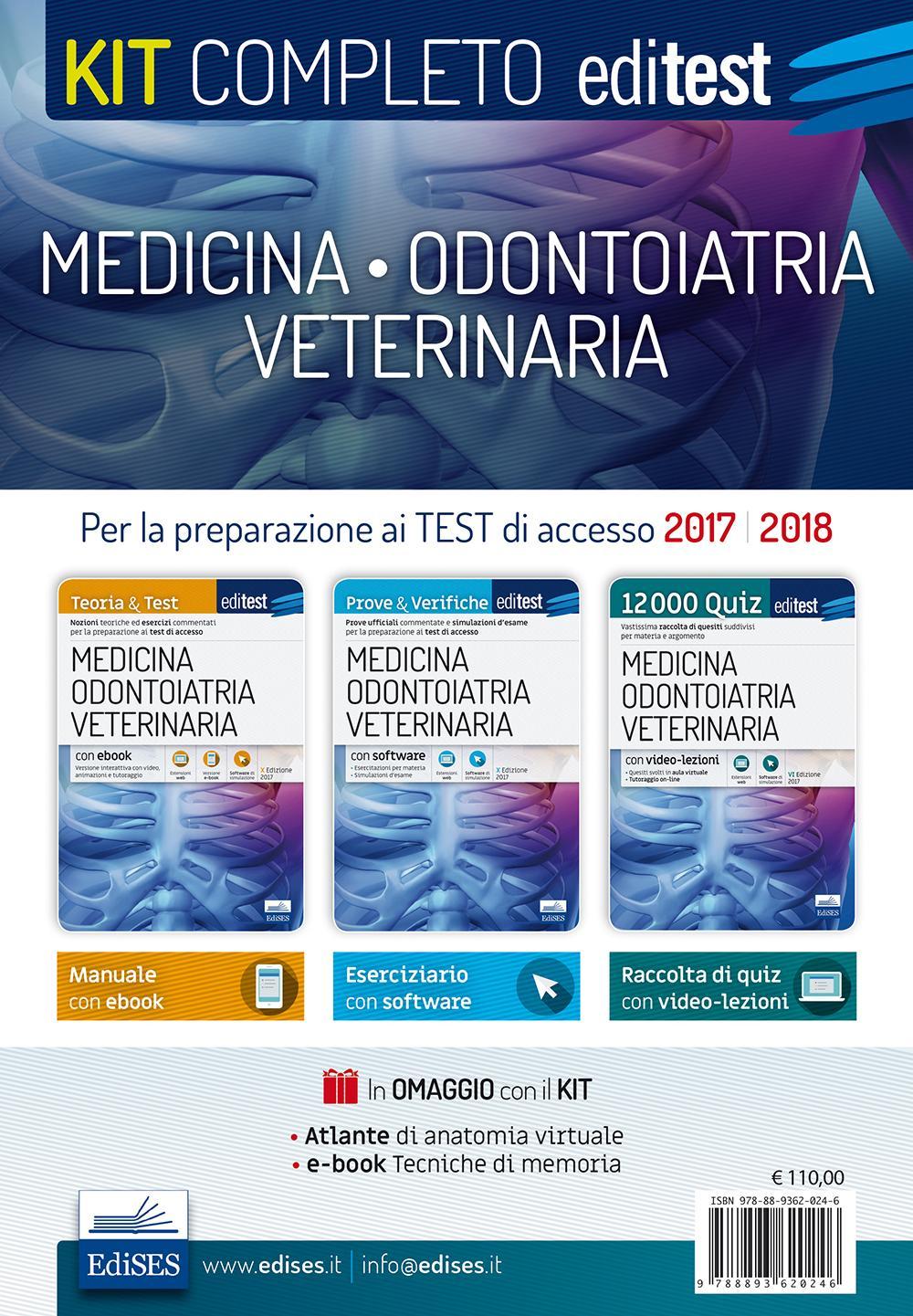 Kit completo medicina, odontoiatria, veterinaria. Teoria, esercizi svolti, prove ufficiali commentate e simulazioni d'esame per i test di accesso