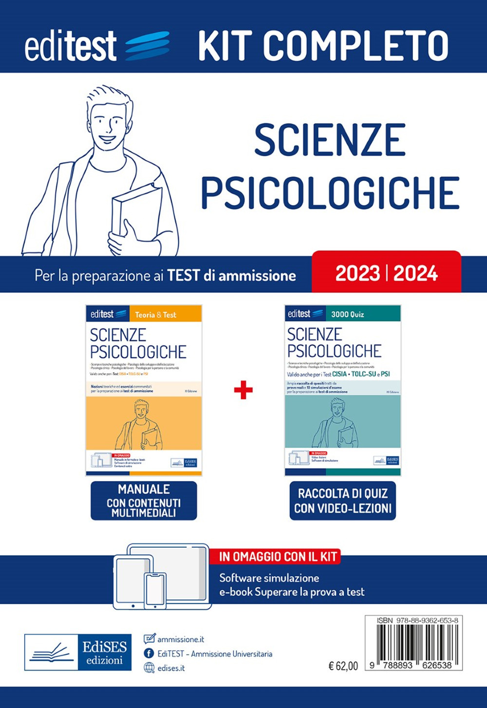 Kit completo EdiTEST ammissione Scienze psicologiche. Rivolto a tutti i candidati agli esami di ammissione in Scienze psicologiche (compresi TOLC-SU e TOLC-PSI)