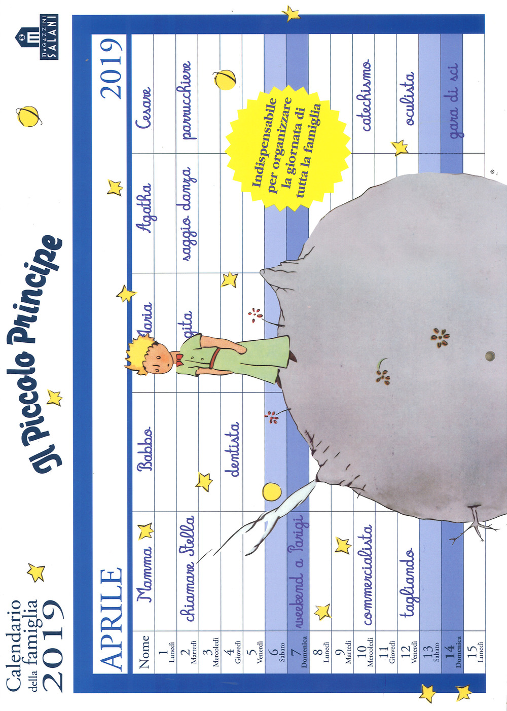 Il Piccolo Principe. Calendario della famiglia 2019
