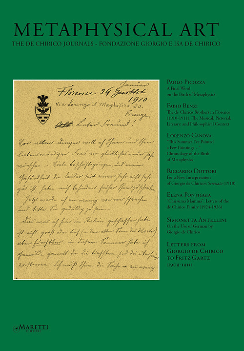 Metaphysical art. The De Chirico journals. Fondazione Giorgio e Isa De Chirico. Vol. 21-22