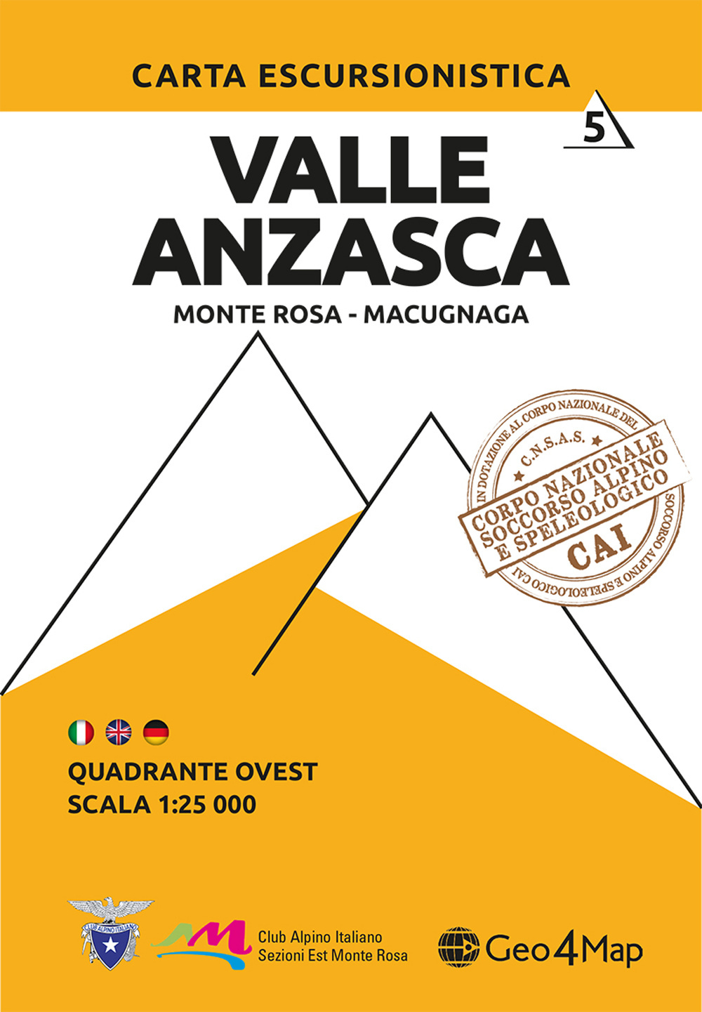 Carta escursionistica Valle Anzasca quadrante Ovest. Ediz. italiana, inglese e tedesca. Vol. 6: Monte Rosa, Macugnaga