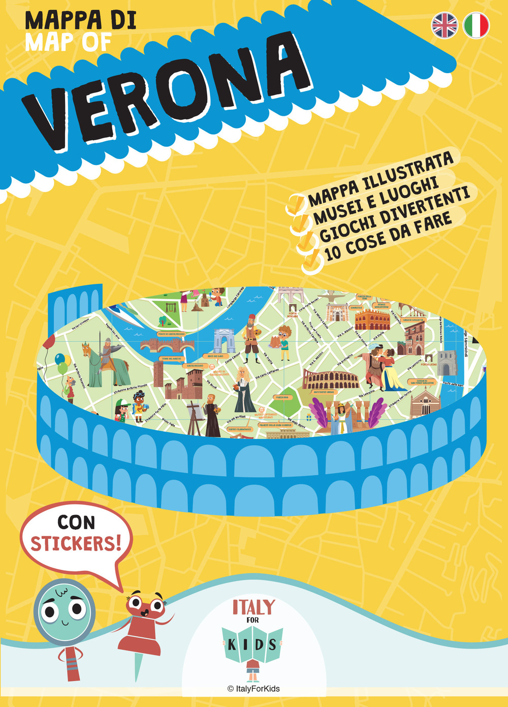 Mappa di Verona illustrata. Con adesivi
