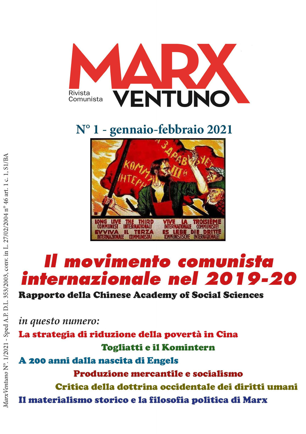 MarxVentuno. Rivista comunista. Vol. 1: Il movimento comunista internazionale nel 2019-20. Rapporto della Chinese Academy of Social Sciences