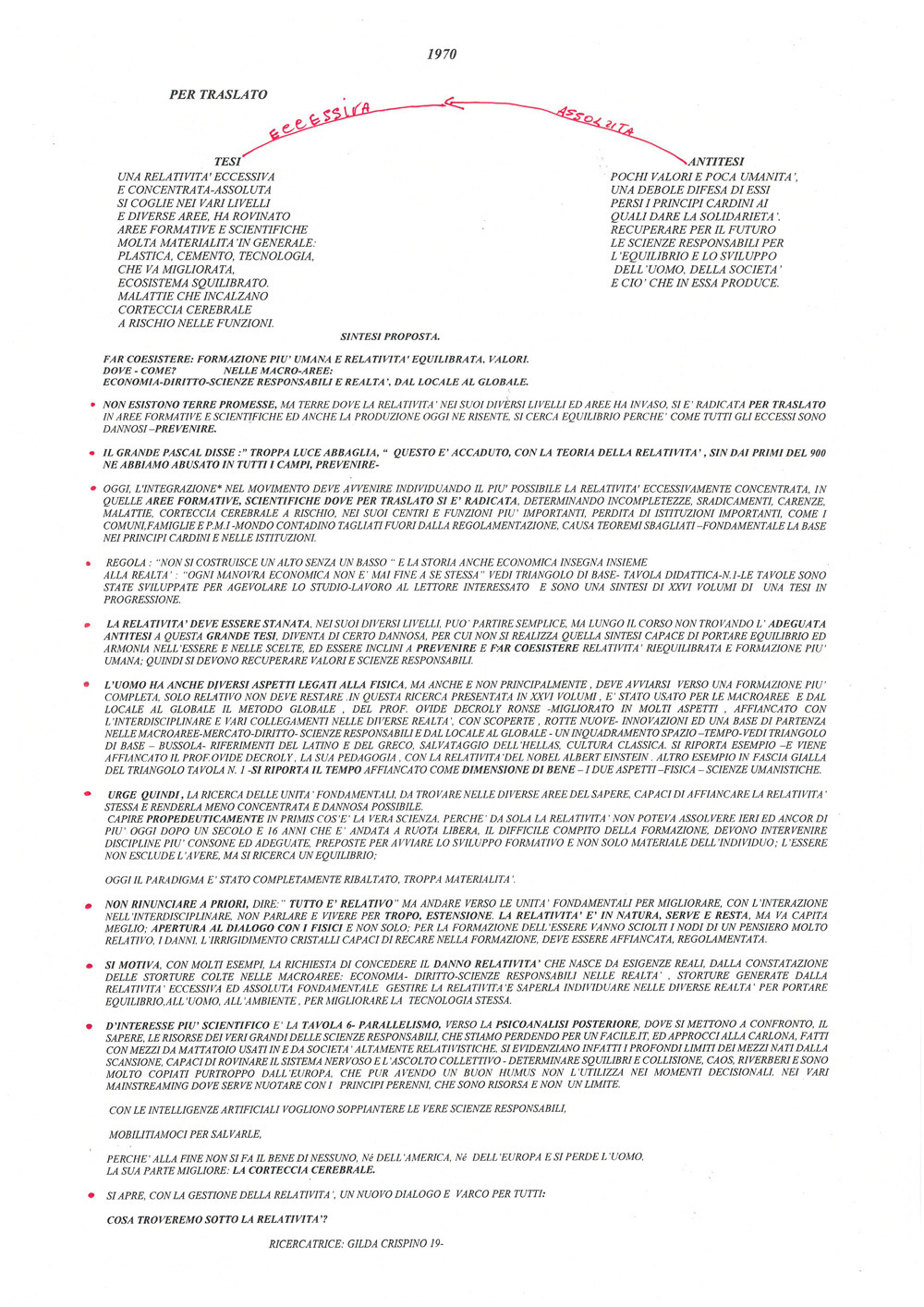 Per Traslato. Gestione Relatività