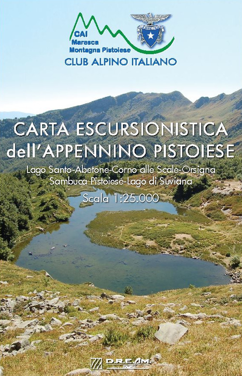 Carta escursionistica dell'Appennino Pistoiese. Lago Santo-Abetone-Corno alle Scale-Orsigna Sambuca Pistoiese-Lago di Suviana. Scala 1:25.000