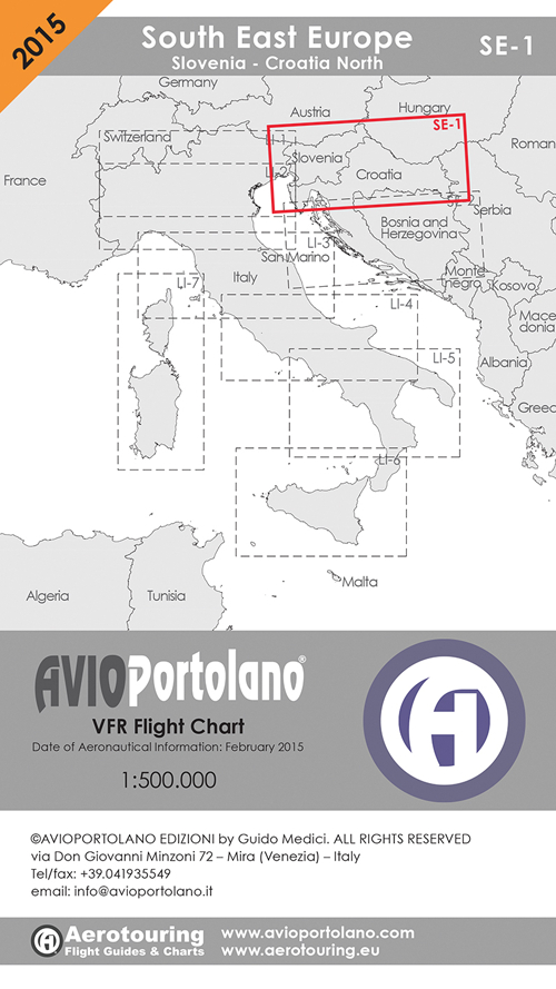 Avioportolano. VFR flight chart SE 1. South East Europe. Slovenia, Croatia north. Ediz. italiana e inglese
