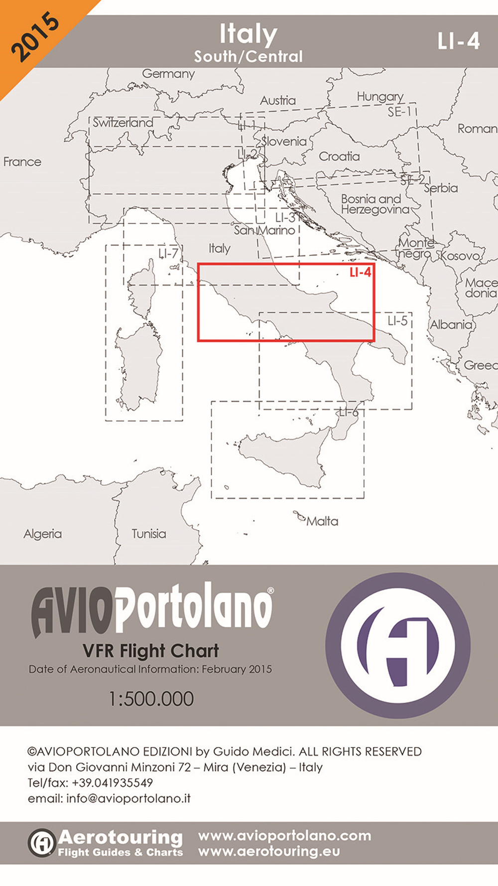 Avioportolano. VFR flight chart LI 4 Italy south-central