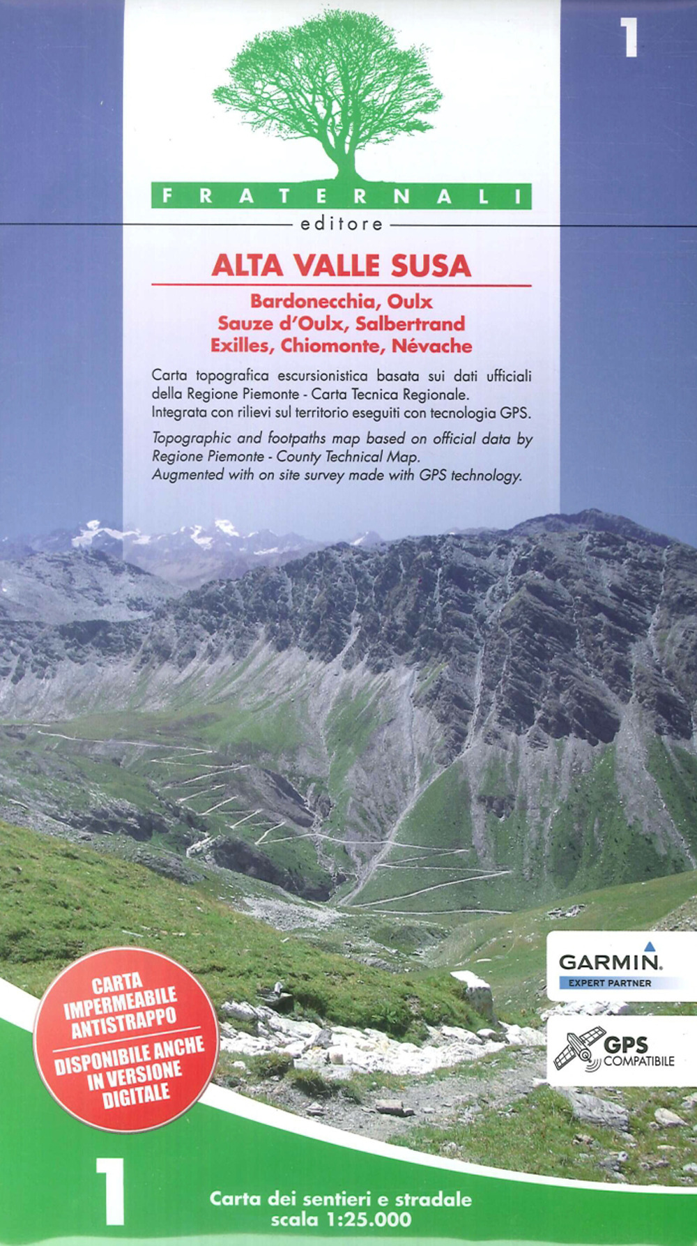 Carta n. 1. Alta valle Susa. Carta dei sentieri e stradale scala 1:25.000