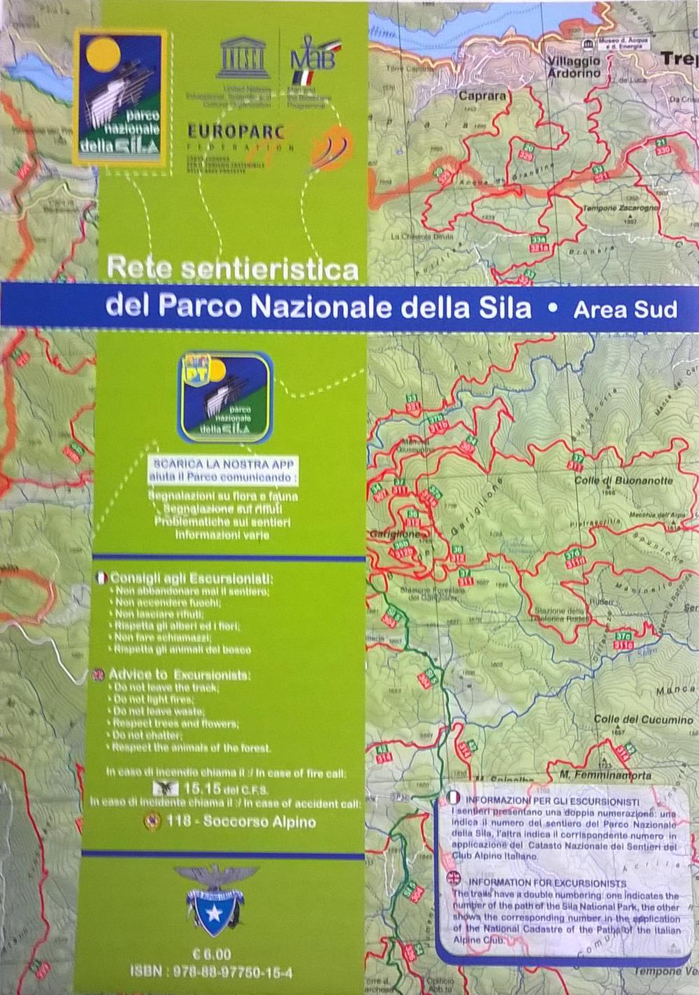 Carta della rete sentieristica del Parco Nazionale della Sila area sud