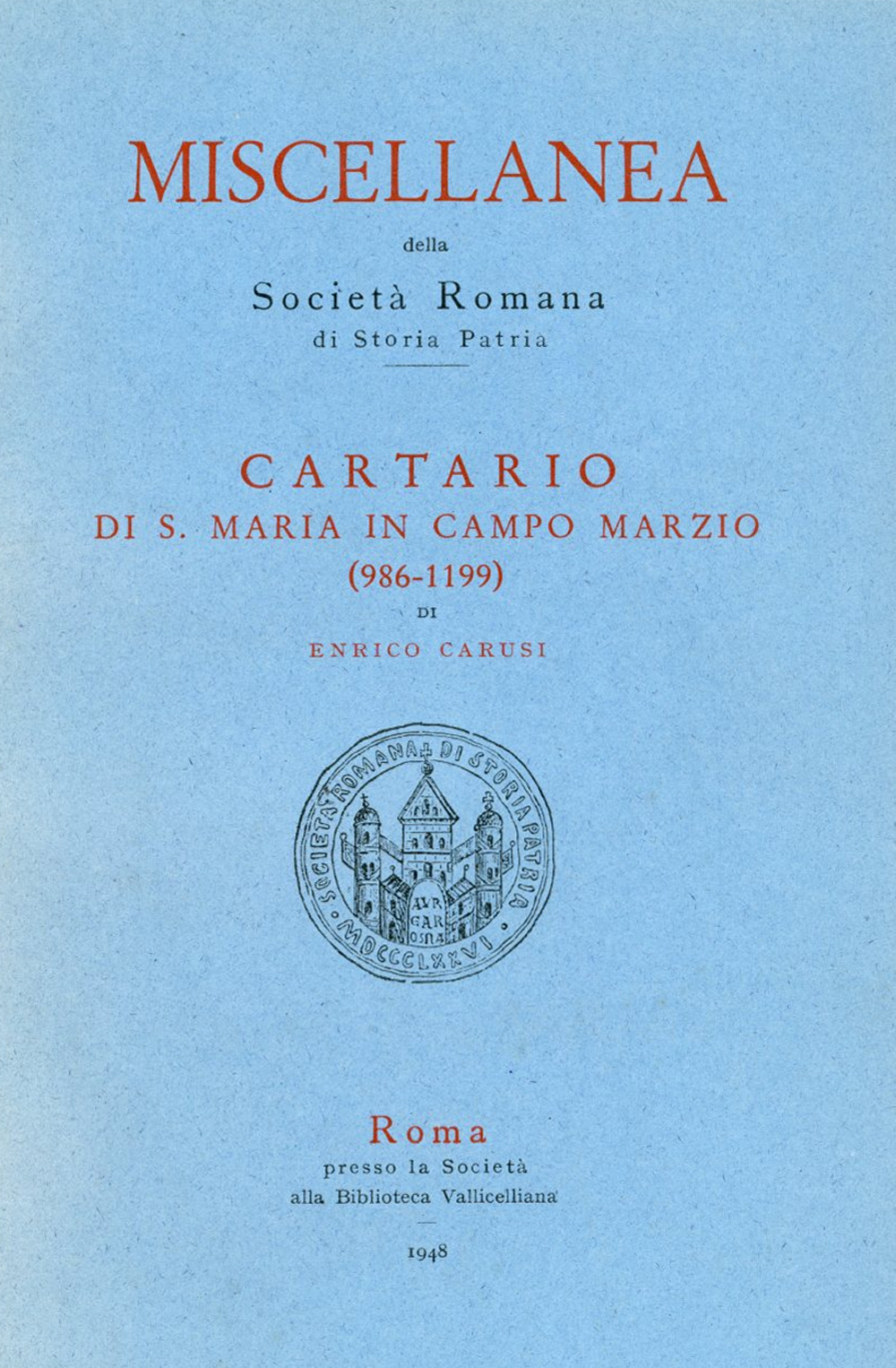 Cartario di S. Maria in Campo Marzio (986-1199)